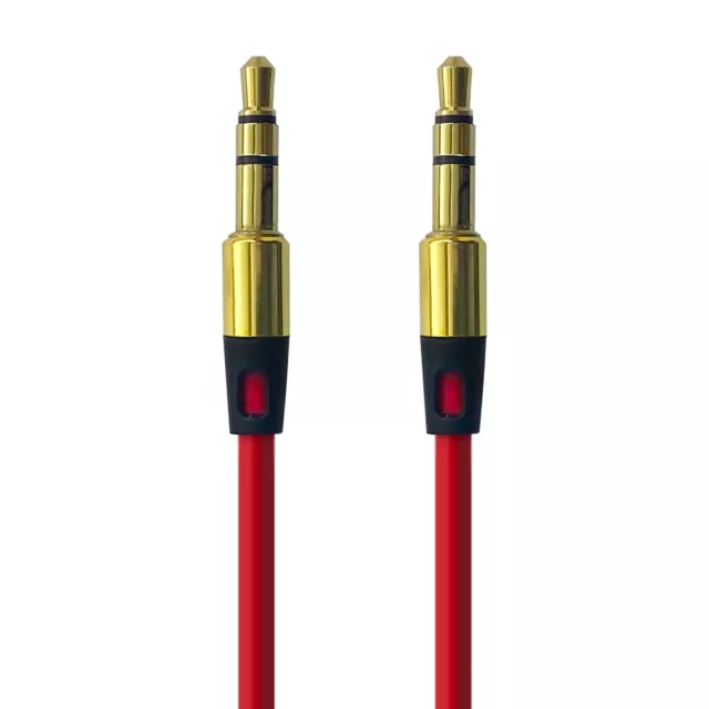 AUX Audio Kabel 1m 3,5mm Rot Klinkenstecker für Stereo MP3 iPhone iPod Auto