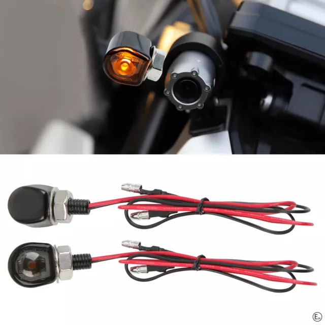 2X Mini LED Motorcycle Turn Signals Indicator Amber Blinker Light Universal Lamp