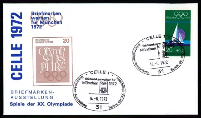 BRD BRIEF 1972 OLYMPIADE MÜNCHEN AUSSTELLUNG CELLE OLYMPICS TOKIO 1964 hy24