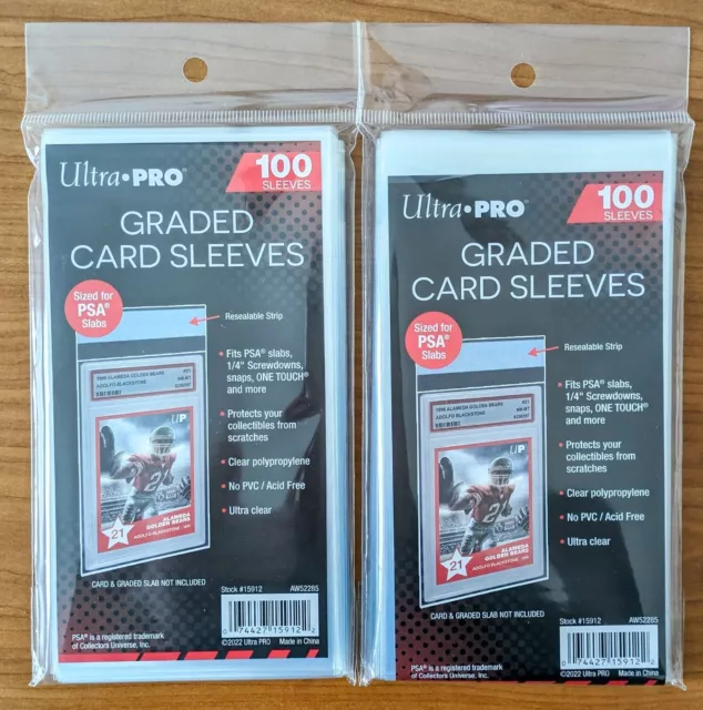 200 Sleeves PSA SIZE Carte Gradate 2 Pack X 100 Graded Sleeves PSA Ultra Pro