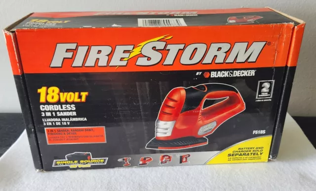 New! Black & Decker FS18S Firestorm 18 Volt Cordless 3 In 1 Sander NIB