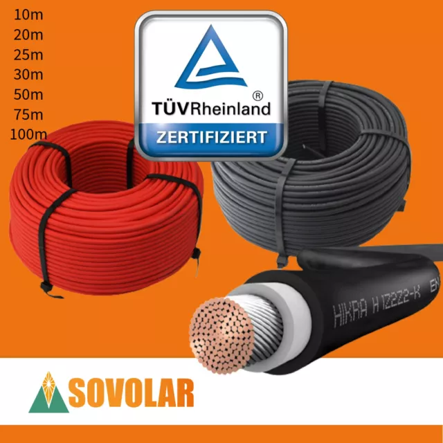 Solarkabel Photovoltaik 10-100m 4mm²   6mm²  rot schwarz TÜV geprüft HIKRA® SOL