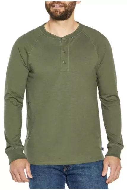 GAP Men's Long Sleeve Relaxed Fit Henley T-Shirt Four Leaf Clover Green Small