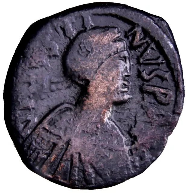 RARE Barbarous Justin I, AD 518-527. AE, Follis Con Star  Byzantine Coin w/COA