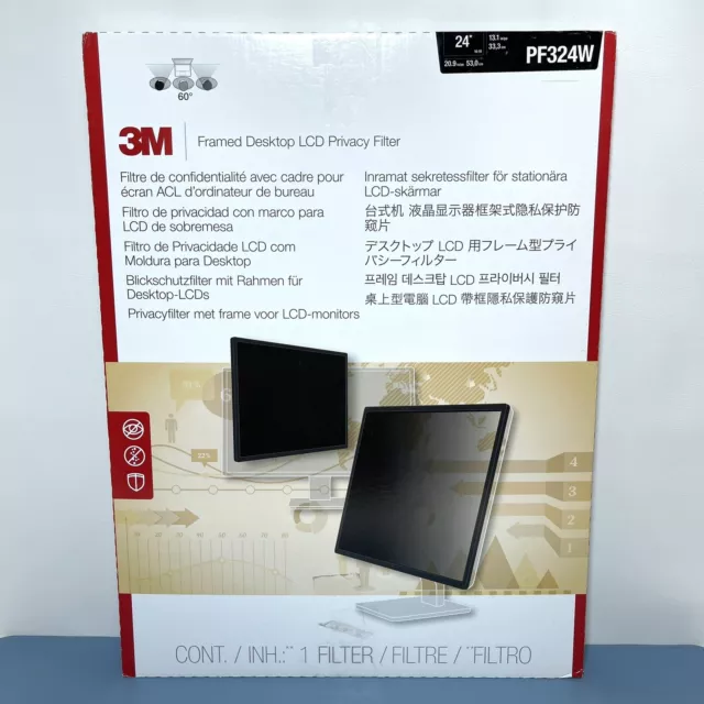 3M Framed Privacy Filter for 24in Widescreen LCD Monitor 16:10 PF324W - Sealed