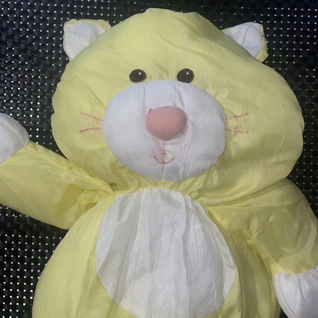 Ca3 / Doudou Peluche Vintage Chat Jaune Blanc  Puffalump Fisher  Price 40Cm 3