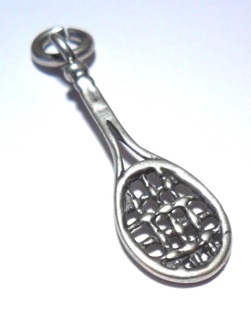 Vintage Tennis Racquet Racket Paddle Sport Pendant Charm Sterling Silver 925