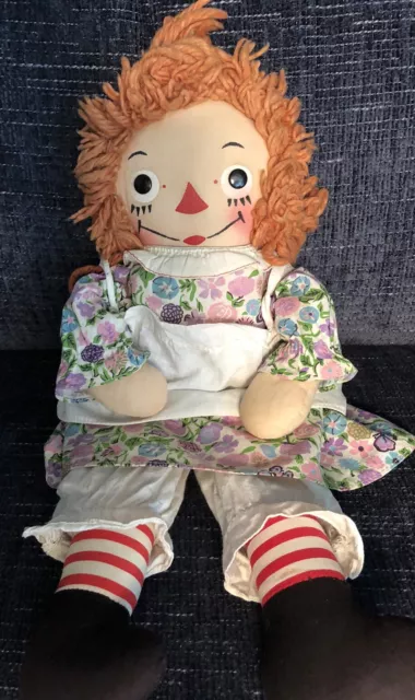15” Georgene Raggedy Ann Doll Antique J Gruelle Raggedy Doll W/ Apron Fantastic