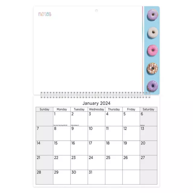 2024 Large Monthly Planner Quality Calender Wall Hanging With Memo Board Donuts