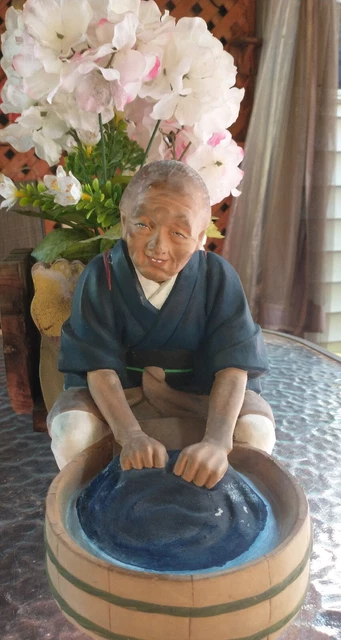 Vintage Mid Century Hakata Urasaki Clay figurine doll Made in Japan 1950s Elder
