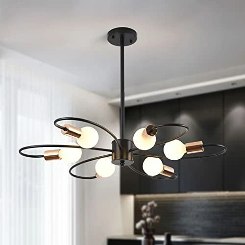 Comely Lampadario Sputnik Nero 6 Luci Plafoniera Soffitto E27