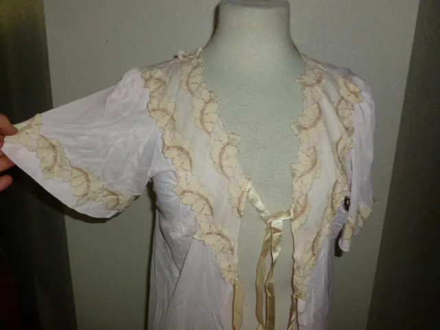 VINTAGE PINK LACE Nightgown Nylon Robe Short Peignoir S Small $7.80 ...