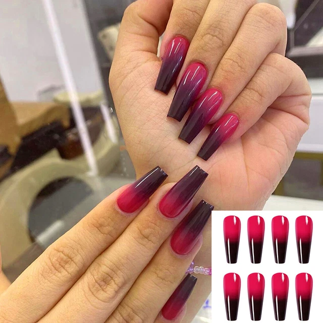 de manucure Faux clou de cercueil long Faux ongles Pointe des ongles Portable