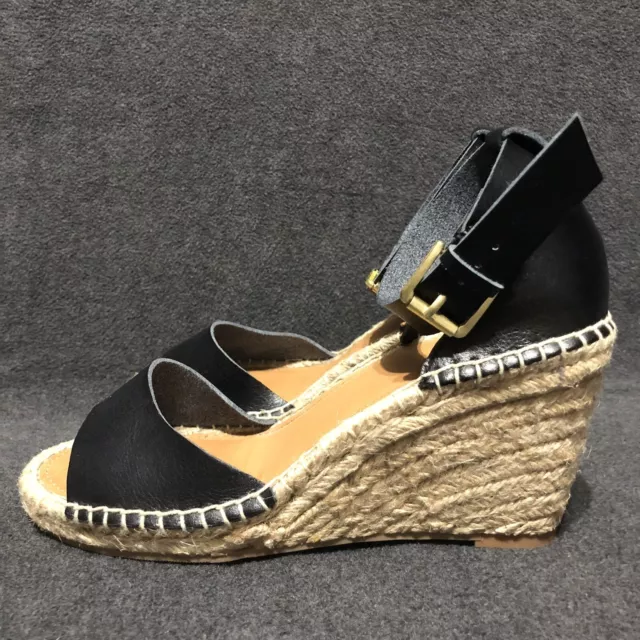 Old Navy Shoes Women’s Size 7 Espadrille Wedge Heel Sandals Black Ankle Strap 3