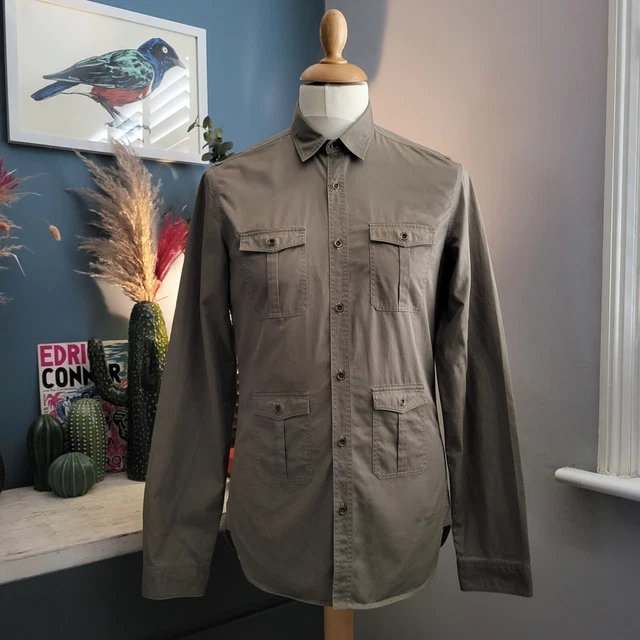 Camicia BURBERRY BRIT Utility 4 tasche verde taglia small 100% cotone
