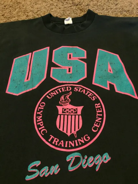 VTG 90's San Diego Olympic Training Center Neon Shirt Beach Rare padres USA