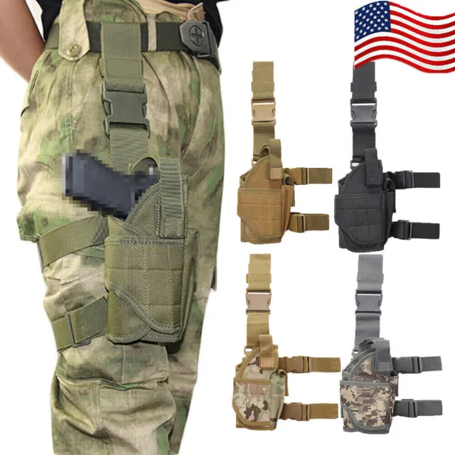 Tactical Adjustable Pistol Gun Drop Leg Thigh Holster Magazine Pouch Right Hand