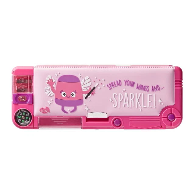 Tinc Pop-Out Compartment School Pencil Case - Purple,Includes Pencil with Eraser