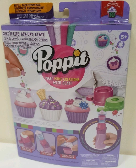 Bnib Poppit Soft 'n' Lite Air Dry Clay Refill Pack Mini Cupcakes