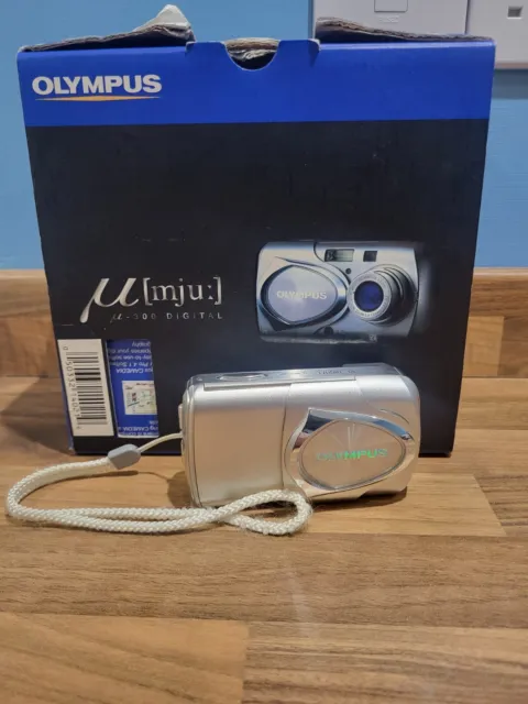 Olympus Mju 300 3.2MP Compact Digital Camera Silver Tested - Complete In Box VGC
