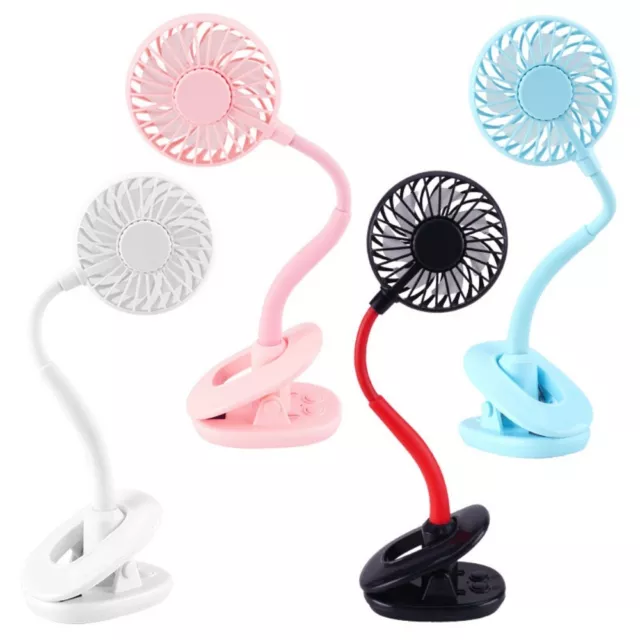 Clip On Fan 3 Speed USB Rechargeable Mini Cooling Desk Baby Stroller Portable US