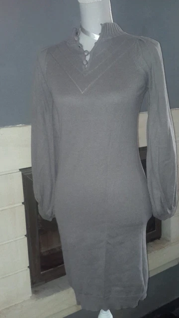 Robe MAJE Jitta En Cachemire Et Angora - Taille 2 - Couleur Prune Et Noire - Occasion Très Bon État