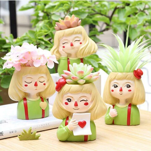 4 Stücke Cartoon Mädchen Blumentopf Home Indoor Desktop Vase Pflanzer Home