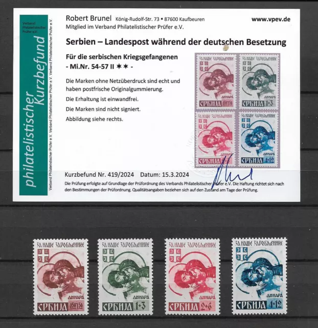 Serbien Mi 54 - 57 II postfrisch mit Befund