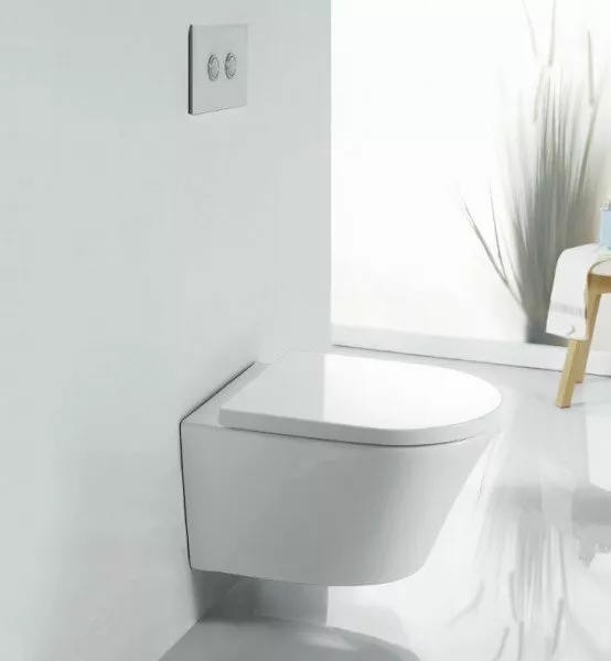 Spülrandlos Wand Hänge WC Design Toilette Tiefspüler Soft Close Sitz abnehmbar