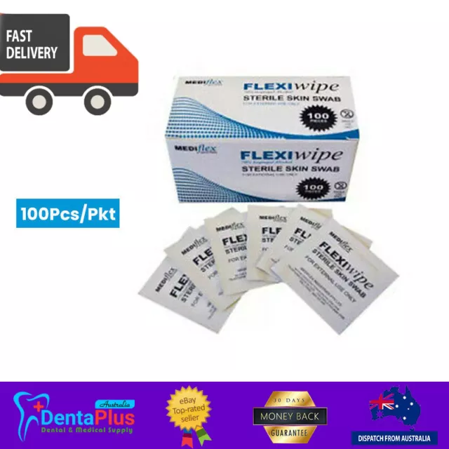 Mediflex FlexiWipe 70% Isopropyl  Alcohol Skin Swabs (Sterile Pack) -100Pcs/Pkt