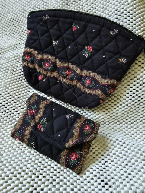 Lot of2 Vintage Vera Bradley PETIT POINT Makeup Pouch Sm Flap Wallet Made in USA