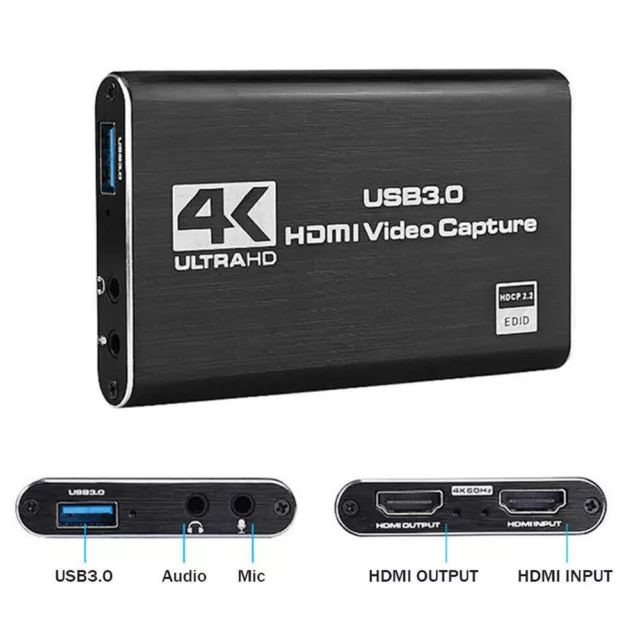 4K 60Hz FPS Audio Video Capture Card USB 3.0 HDMI Gen2.0 Live Streaming Recorder