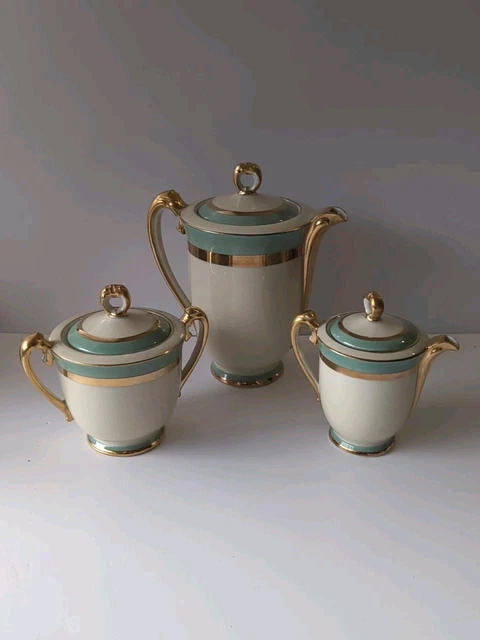 Service à Café Vintage Sfamoka : Cafetière, Théière, Pot à Lait, Sucrier En Laiton Chromé