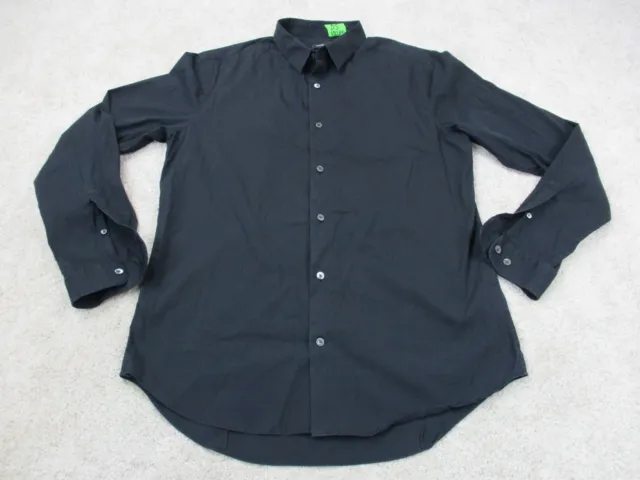 Vince Shirt Adult Large Black Cotton Blend Long Sleeve Button Up Mens