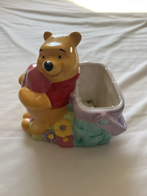 DISNEY WINNIE THE Pooh Hugging Heart Ceramic FTD Flower Pot Planter