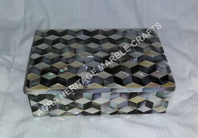 15.2cmx10.2cmx2"" Mármol Diseñador Joyería Almacenamiento Caja Incrustación Piedra