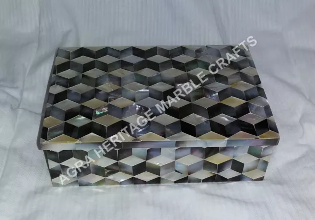 Caja de almacenamiento de joyas de diseño de mármol de 6""x4""x2"" con incrustación de piedra regalos ocasionales E326