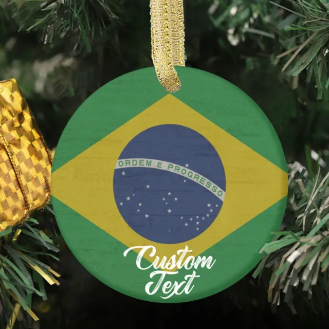 Personalized Variety of Brazil Chile Costa Rica Cuba Flag Christmas Ornament
