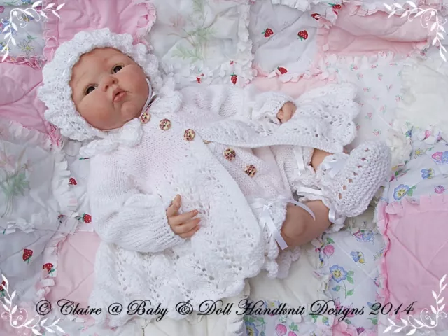 Babydoll Handknit Designs Knitting Pattern Fern Lace 14-24" Doll Or 0-3M Baby 3