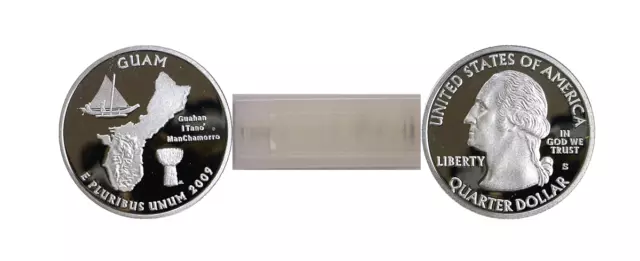 2009-S Guam Silver Proof Territorial Quarters 40 Coin Roll