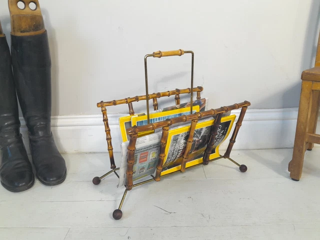 Rack rivista bambù metallo LP archiviazione record palla di gomma piedi SPEDIZIONE GRATUITA