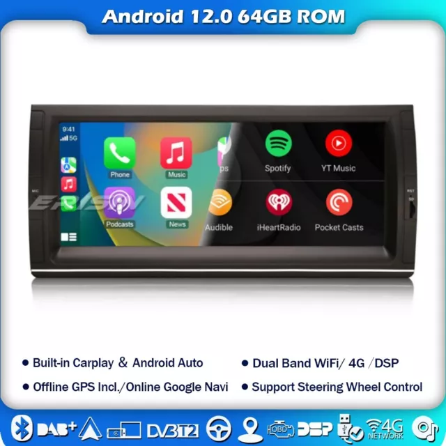 10.25" 8-Core Android 12 Autoradio Per BMW X5 E53 GPS Carplay WIFI OBD DVR 64GB