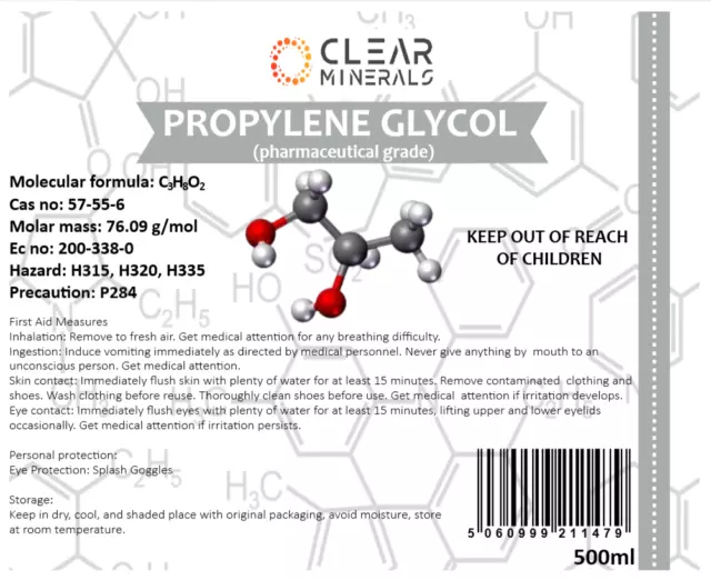 500 ml propylène glycol PG MPG | USP/EP 99 %+ | qualité pharmaceutique | mélangez votre propre vape 2