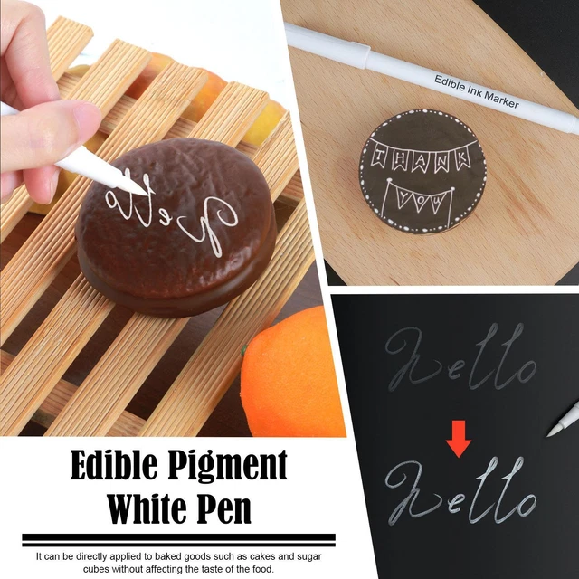 Edible White Coloring Markers for Decorating Food Pigment Pen with Brush