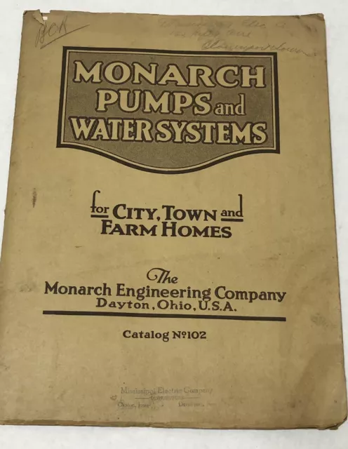 Rare 1921 Monarch Engineering Catalog - Pumps and Water Systems