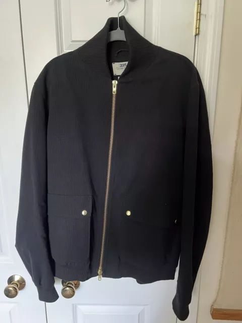Oliver Spencer Bermondsey Navy Wool Bomber Jacket Size 46 XL $684 NWOT