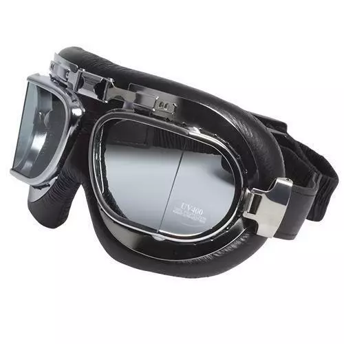 Rxt Old School Motorcycle Flying Goggles Black Leather