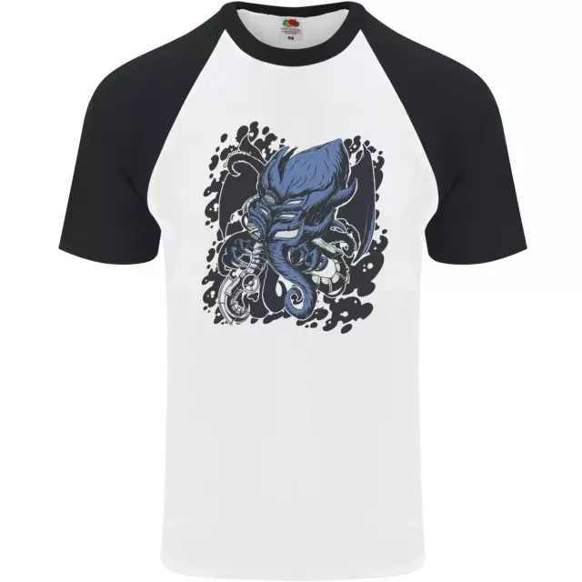 Cyberpunk Cthulhu Kraken Octopus T-shirt da baseball da uomo S/S