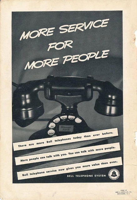 MAGAZINE AD - 1938 - AT&T / Bell System - Plus de service EUR 8,71 ...