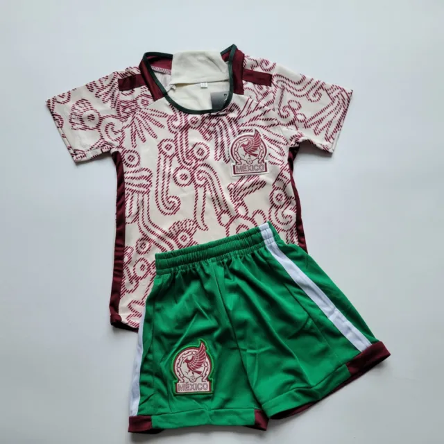 White Seleccion Mexicana Kid's jersey Futbol Soccer Mexico uniforms